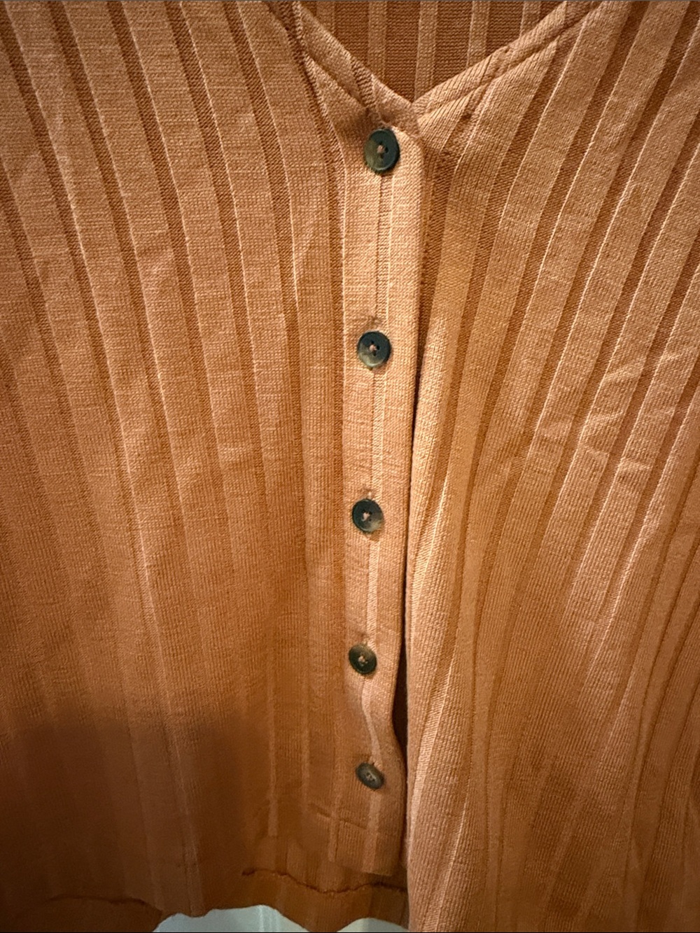 Madewell Ribbed Button-Down Top in Rust - Picture 5 of 5